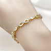 Pulsera Tennis 03.130.0050.07 Oro Laminado, Diseño de Infinito, con Zirconia Cubica Blanca, Pulido, Tono Dorado (Grosor 06.2 MM, 8 Pulgadas de Largo)