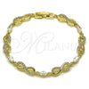 Pulsera Tennis 03.130.0050.07 Oro Laminado, Diseño de Infinito, con Zirconia Cubica Blanca, Pulido, Tono Dorado (Grosor 06.2 MM, 8 Pulgadas de Largo)