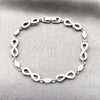 Pulsera Tennis 03.130.0050.1.07 Rodio Laminado, Diseño de Infinito, con Zirconia Cubica Blanca, Pulido, Rodinado (Grosor 06.2 MM, 8 Pulgadas de Largo)