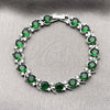 Pulsera Tennis 03.130.0032.5.07 Rodio Laminado, con Zirconia Cubica Verde y Blanca, Pulido, Rodinado (Grosor 08 MM, 7 Pulgadas de Largo)