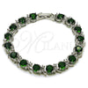 Pulsera Tennis 03.130.0032.5.07 Rodio Laminado, con Zirconia Cubica Verde y Blanca, Pulido, Rodinado (Grosor 08 MM, 7 Pulgadas de Largo)