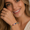 Pulsera Tennis 03.130.0032.7.07 Rodio Laminado, con Zirconia Cubica Multicolor y Blanca, Pulido, Rodinado (Grosor 08 MM, 7 Pulgadas de Largo)