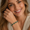 Pulsera Tennis 03.130.0051.07 Rodio Laminado, con Zirconia Cubica Verde, Pulido, Rodinado (Grosor 07.5 MM, 7 Pulgadas de Largo)