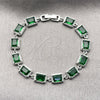 Pulsera Tennis 03.130.0051.07 Rodio Laminado, con Zirconia Cubica Verde, Pulido, Rodinado (Grosor 07.5 MM, 7 Pulgadas de Largo)