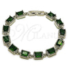 Pulsera Tennis 03.130.0051.07 Rodio Laminado, con Zirconia Cubica Verde, Pulido, Rodinado (Grosor 07.5 MM, 7 Pulgadas de Largo)