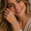 Pulsera Tennis 03.130.0052.07 Rodio Laminado, Diseño de Oja, con Zirconia Cubica Blanca, Pulido, Rodinado (Grosor 09.5 MM, 8 Pulgadas de Largo)