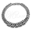 Pulsera Tennis 03.130.0052.07 Rodio Laminado, Diseño de Oja, con Zirconia Cubica Blanca, Pulido, Rodinado (Grosor 09.5 MM, 8 Pulgadas de Largo)