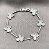 Pulsera Tennis 03.266.0074.1.07 Rodio Laminado, Diseño de Mariposa, con Zirconia Cubica Blanca, Pulido, Rodinado (Grosor 13.4 MM, 7 Pulgadas de Largo)