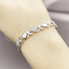 Pulsera Tennis 03.283.0265.1.07 Rodio Laminado, Diseño de Besos y Abrazos y Corazón, con Zirconia Cubica Blanca, Pulido, Rodinado (Grosor 07.6 MM, 8 Pulgadas de Largo)