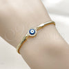 Pulsera Elegante 03.60.0177.07 Oro Laminado, Diseño de Ojo Griego y Cola de Raton, con Micro Pave Blanca, Esmaltado Azul, Tono Dorado (Grosor 03 MM, 7 Pulgadas de Largo)