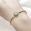 Pulsera Elegante 03.60.0179.07 Oro Laminado, Diseño de Ojo Griego y Cola de Raton, con Micro Pave Zafiro Azul y Blanca, Pulido, Tono Dorado (Grosor 03 MM, 7 Pulgadas de Largo)