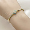 Pulsera Elegante 03.60.0180.07 Oro Laminado, Diseño de Corazón y Ojo Griego, con Micro Pave Turquoise y Blanca, Pulido, Tono Dorado (Grosor 03 MM, 7 Pulgadas de Largo)