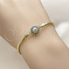 Pulsera Elegante 03.60.0181.07 Oro Laminado, Diseño de Ojo Griego y Bola, con Micro Pave Turquoise y Zafiro Azul, Pulido, Tono Dorado (Grosor 03 MM, 7 Pulgadas de Largo)