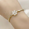 Pulsera Elegante 03.60.0182.07 Oro Laminado, Diseño de Flor y Cola de Raton, con Zirconia Cubica Blanca, Pulido, Tono Dorado (Grosor 03 MM, 7 Pulgadas de Largo)