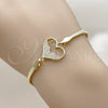 Pulsera Elegante 03.60.0183.07 Oro Laminado, Diseño de Corazón y Cola de Raton, con Micro Pave Blanca, Pulido, Tono Dorado (Grosor 03 MM, 7 Pulgadas de Largo)