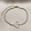 Pulsera Elegante 03.60.0183.07 Oro Laminado, Diseño de Corazón y Cola de Raton, con Micro Pave Blanca, Pulido, Tono Dorado (Grosor 03 MM, 7 Pulgadas de Largo)