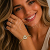 Pulsera Elegante 03.60.0184.07 Oro Laminado, Diseño de Corazón y Candado, con Micro Pave Blanca, Pulido, Tono Dorado (Grosor 03 MM, 7 Pulgadas de Largo)