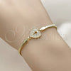 Pulsera Elegante 03.60.0184.07 Oro Laminado, Diseño de Corazón y Candado, con Micro Pave Blanca, Pulido, Tono Dorado (Grosor 03 MM, 7 Pulgadas de Largo)