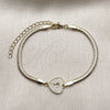 Pulsera Elegante 03.60.0184.07 Oro Laminado, Diseño de Corazón y Candado, con Micro Pave Blanca, Pulido, Tono Dorado (Grosor 03 MM, 7 Pulgadas de Largo)