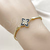 Pulsera Elegante 03.60.0185.07 Oro Laminado, Diseño de Trébol de Cuatro Hojas y Cola de Raton, con Micro Pave Blanca, Esmaltado Negro, Tono Dorado (Grosor 03 MM, 7 Pulgadas de Largo)