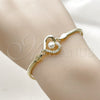 Pulsera Elegante 03.60.0186.07 Oro Laminado, Diseño de Corazón y Cola de Raton, con Zirconia Cubica Blanca y Perla Marfil, Pulido, Tono Dorado (Grosor 03 MM, 7 Pulgadas de Largo)