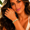 Pulsera Solida 03.60.0188.07 Oro Laminado, Diseño de Corazón, Diamantado, Tono Dorado (Grosor 07.8 MM, 8 Pulgadas de Largo)