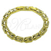 Pulsera Solida 03.60.0188.07 Oro Laminado, Diseño de Corazón, Diamantado, Tono Dorado (Grosor 07.8 MM, 8 Pulgadas de Largo)