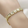 Pulsera Solida 03.60.0189.07 Oro Laminado, Diseño de Corazón, Diamantado, Tono Dorado (Grosor 09 MM, 8 Pulgadas de Largo)