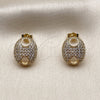 Arete Dormilona 02.283.0423 Oro Laminado, Diseño de Puff Mariner, con Zirconia Cubica Blanca, Pulido, Tono Dorado