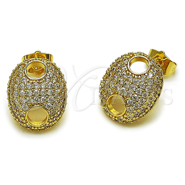 Arete Dormilona 02.283.0423 Oro Laminado, Diseño de Puff Mariner, con Zirconia Cubica Blanca, Pulido, Tono Dorado