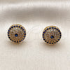 Arete Dormilona 02.283.0424 Oro Laminado, Diseño de Ojo Griego, con Zirconia Cubica Zafiro Azul y Blanca, Pulido, Tono Dorado