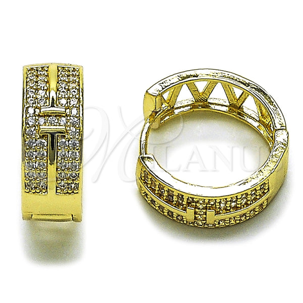 Argolla Huggie 02.283.0425.20 Oro Laminado, con Zirconia Cubica Blanca, Pulido, Tono Dorado