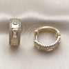 Argolla Huggie 02.283.0426.20 Oro Laminado, Diseño de Baguette, con Zirconia Cubica Blanca y Micro Pave Blanca, Pulido, Tono Dorado