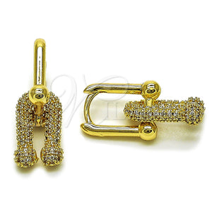 Arete Largo 02.283.0427 Oro Laminado, con Micro Pave Blanca, Pulido, Tono Dorado