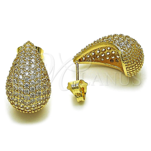 Arete Dormilona 02.283.0428 Oro Laminado, Diseño de Gota, con Zirconia Cubica Blanca, Pulido, Tono Dorado