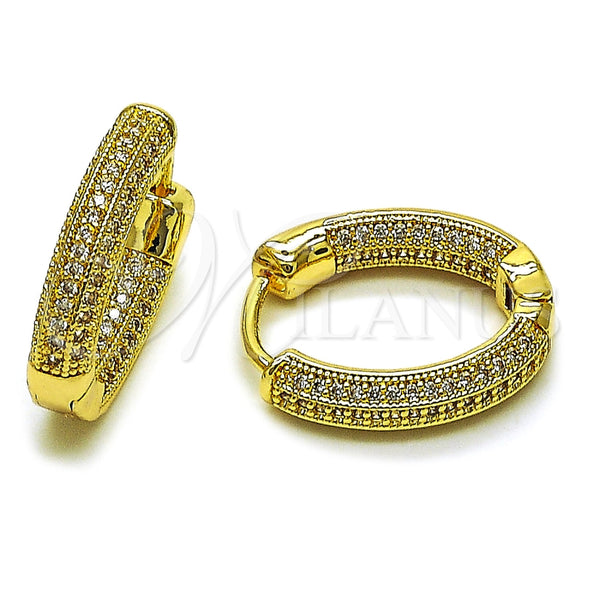 Argolla Huggie 02.283.0429.20 Oro Laminado, con Micro Pave Blanca, Pulido, Tono Dorado