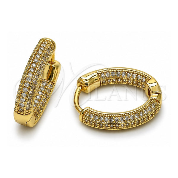 Argolla Huggie 02.283.0429.20 Oro Laminado, con Micro Pave Blanca, Pulido, Tono Dorado