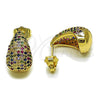 Arete Dormilona 02.283.0430 Oro Laminado, Diseño de Gota, con Micro Pave Multicolor, Pulido, Tono Dorado