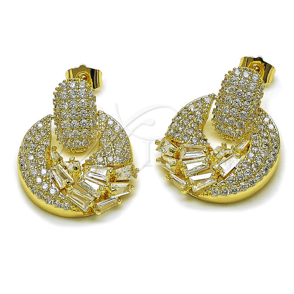 Arete Dormilona 02.283.0432 Oro Laminado, Diseño de Baguette, con Zirconia Cubica Blanca, Pulido, Tono Dorado