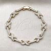 Pulsera Tennis 03.283.0593.07 Oro Laminado, Diseño de Besos y Abrazos y Infinito, con Zirconia Cubica Blanca, Pulido, Tono Dorado (Grosor 07.8 MM, 8 Pulgadas de Largo)