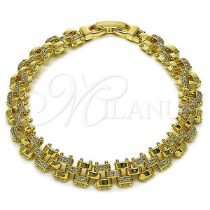 Pulsera Tennis 03.283.0594.07 Oro Laminado, con Micro Pave Blanca, Pulido, Tono Dorado (Grosor 08.7 MM, 8 Pulgadas de Largo)