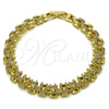 Pulsera Tennis 03.283.0594.07 Oro Laminado, con Micro Pave Blanca, Pulido, Tono Dorado (Grosor 08.7 MM, 8 Pulgadas de Largo)
