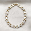 Pulsera Tennis 03.283.0595.07 Oro Laminado, Diseño de Besos y Abrazos, con Micro Pave Blanca, Pulido, Tono Dorado (Grosor 07.2 MM, 8 Pulgadas de Largo)