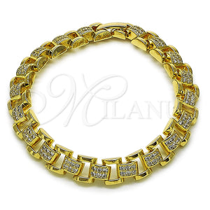 Pulsera Tennis 03.283.0596.07 Oro Laminado, Diseño de Hebilla del Cinturón, con Zirconia Cubica Blanca, Pulido, Tono Dorado (Grosor 08 MM, 7 Pulgadas de Largo)