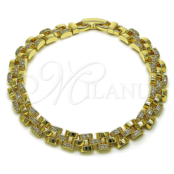 Pulsera Tennis 03.283.0597.07 Oro Laminado, Diseño de Hebilla del Cinturón, con Zirconia Cubica Blanca, Pulido, Tono Dorado (Grosor 07 MM, 8 Pulgadas de Largo)