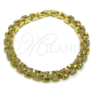 Pulsera Tennis 03.283.0597.07 Oro Laminado, Diseño de Hebilla del Cinturón, con Zirconia Cubica Blanca, Pulido, Tono Dorado (Grosor 07 MM, 8 Pulgadas de Largo)