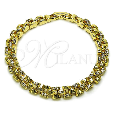 Pulsera Tennis 03.283.0597.07 Oro Laminado, Diseño de Hebilla del Cinturón, con Zirconia Cubica Blanca, Pulido, Tono Dorado (Grosor 07 MM, 8 Pulgadas de Largo)