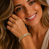 Pulsera Tennis 03.283.0598.07 Oro Laminado, Diseño de Hebilla del Cinturón, con Zirconia Cubica Blanca, Pulido, Tono Dorado (Grosor 07.2 MM, 8 Pulgadas de Largo)