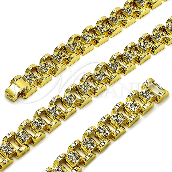Pulsera Tennis 03.283.0599.07 Oro Laminado, Diseño de Hebilla del Cinturón, con Zirconia Cubica Blanca, Pulido, Tono Dorado (Grosor 10.5 MM, 8 Pulgadas de Largo)