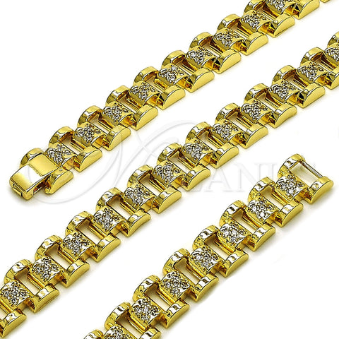 Pulsera Tennis 03.283.0599.07 Oro Laminado, Diseño de Hebilla del Cinturón, con Zirconia Cubica Blanca, Pulido, Tono Dorado (Grosor 10.5 MM, 8 Pulgadas de Largo)